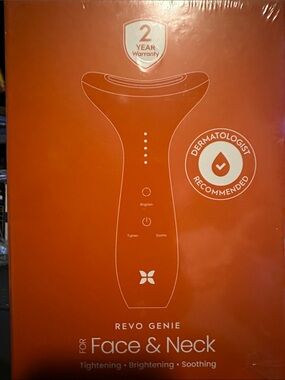 Revo Face & Neck Light Therapy Device - Beige with Red Accent